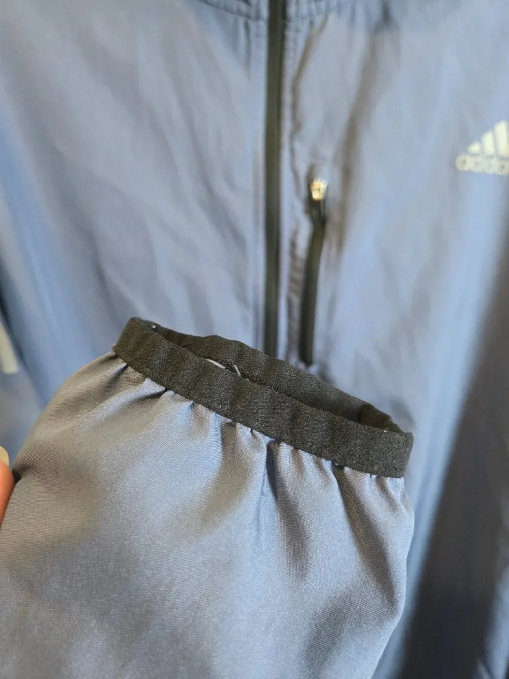 Adidas Running Blue Reflective Full Zip Lightweight Windbreaker Jacket Mens L